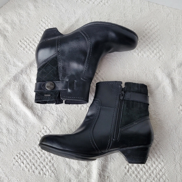 Avalon Leather Slip On Zipper Black Casual Everyday Boots - Picture 3 of 11